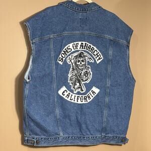 Vtg Carhartt Denim Vest Mens Trucker 2XL Tall Sons of Anarchy Union Made in USA